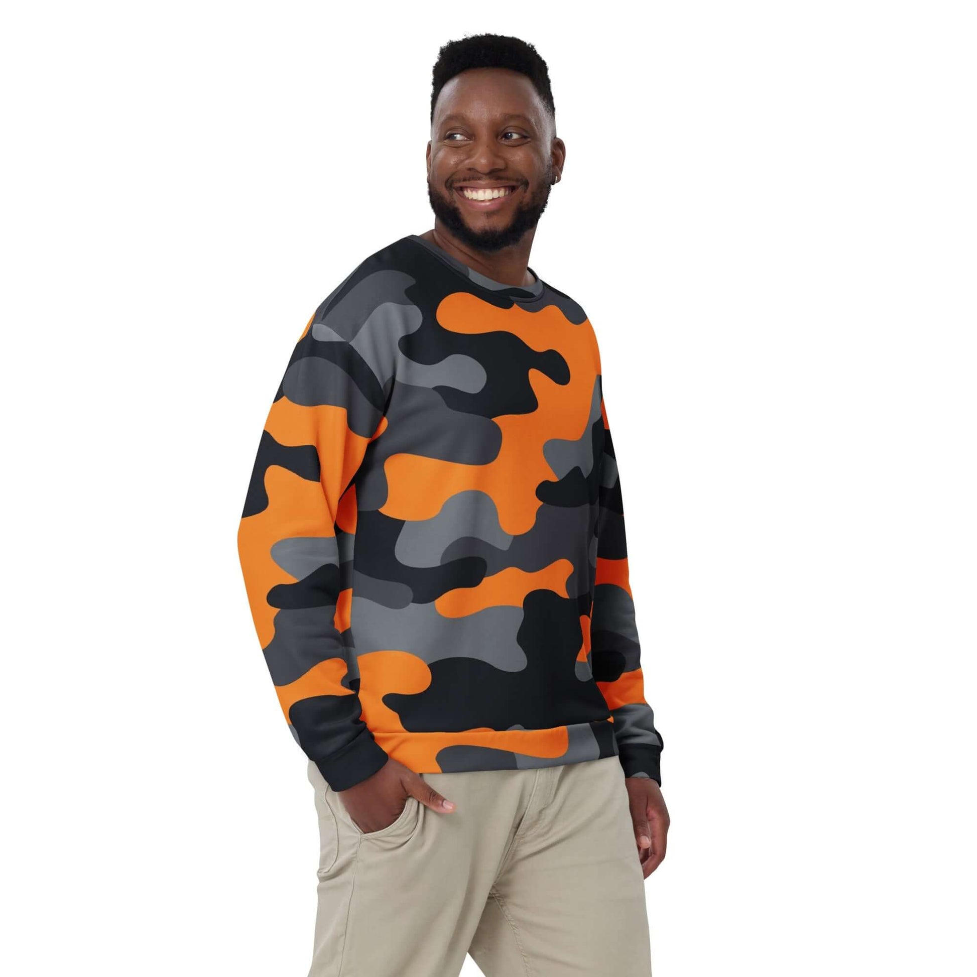 Camo Sweatshirt | Unisex | Orange, Black & Gray