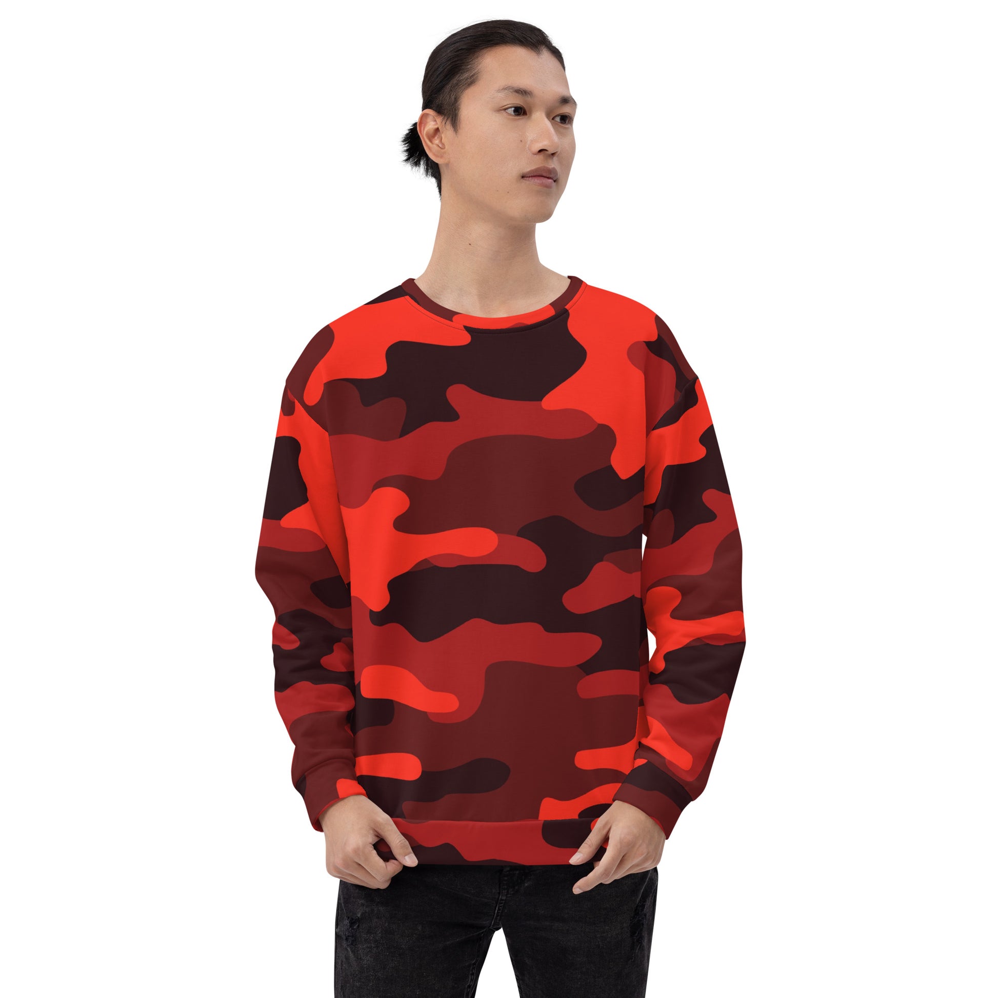 Camo Sweatshirt | Unisex | Scarlet Red & Black