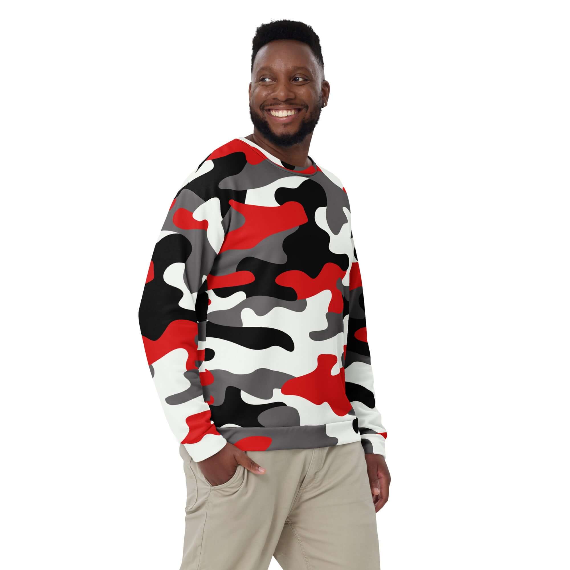Camo Sweatshirt Unisex Red Black and White
