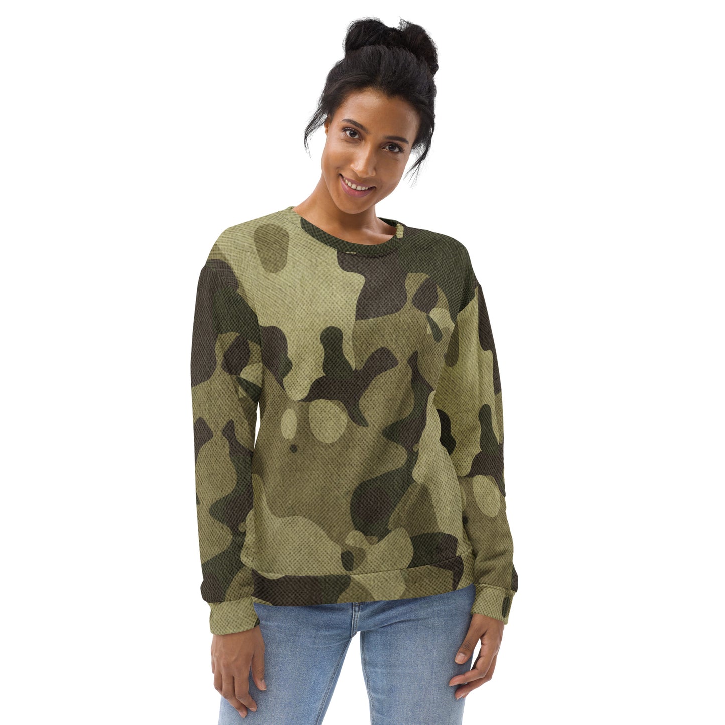 Camo Sweatshirt | Unisex | Green Fabric Camouflage