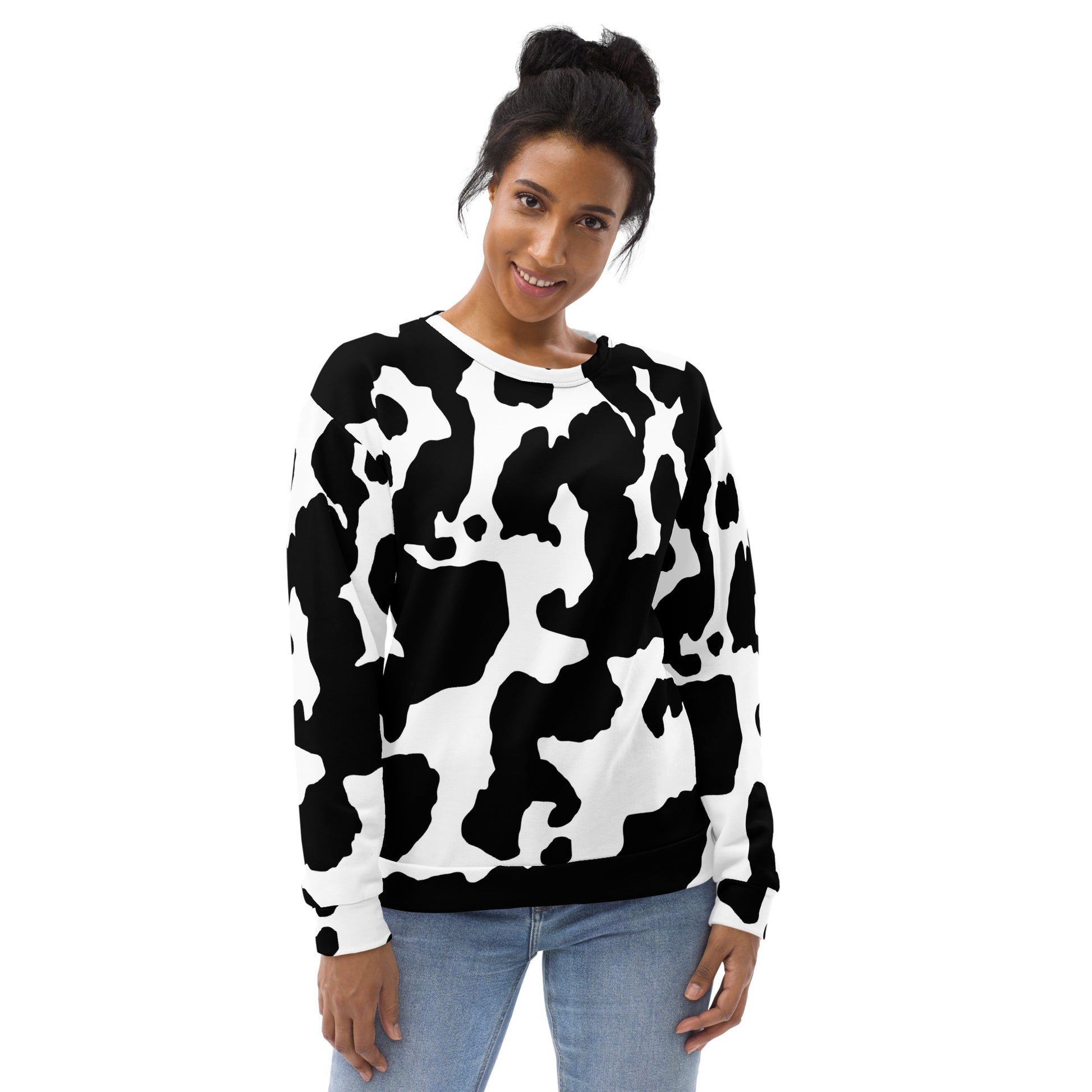 Camo Sweatshirt | Black & White Cow Skin