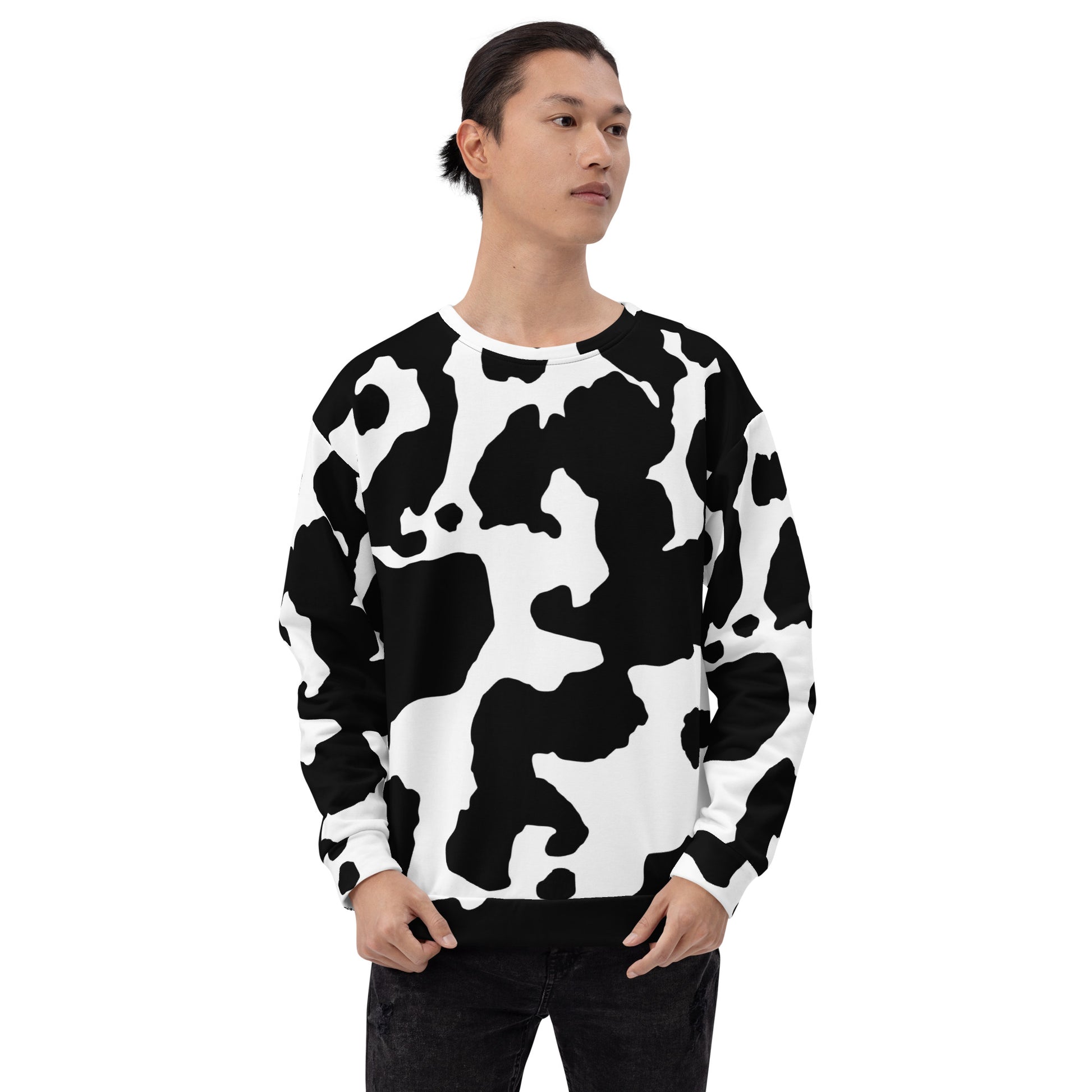 Camo Sweatshirt | Black & White Cow Skin