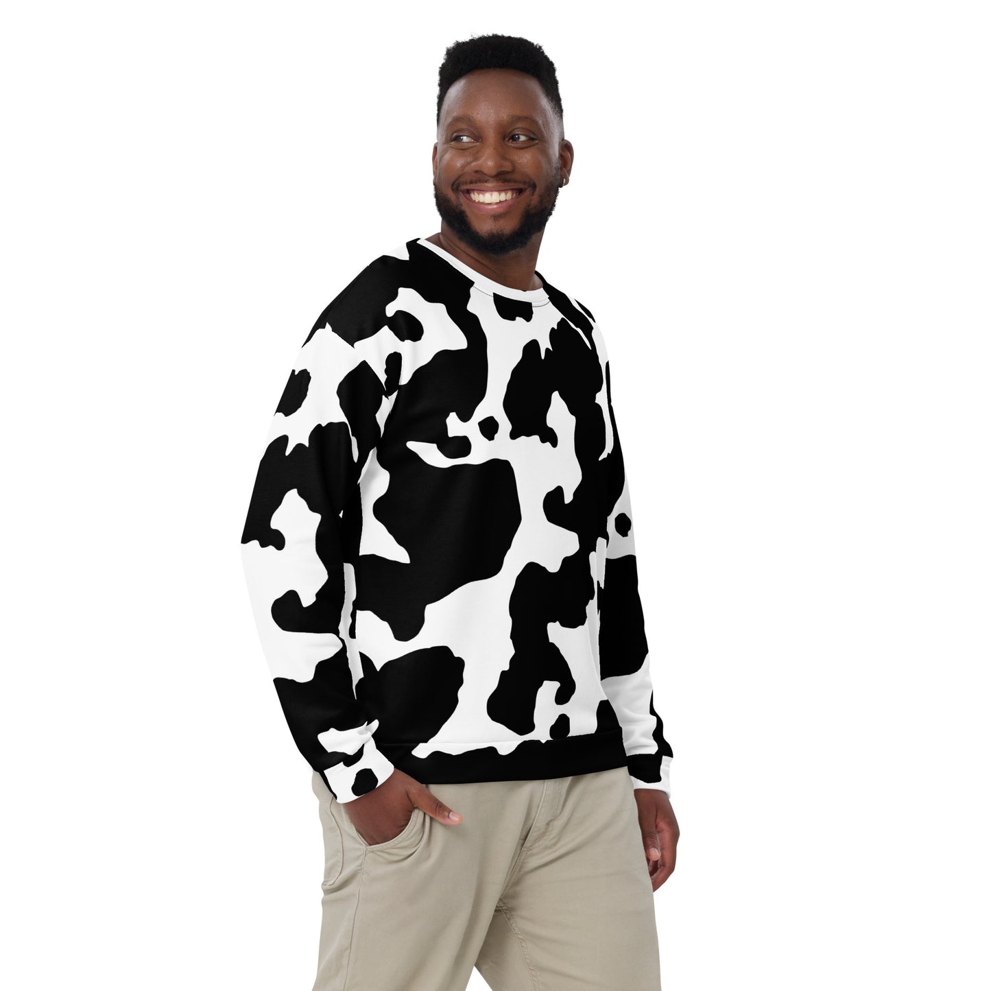 Camo Sweatshirt | Black & White Cow Skin