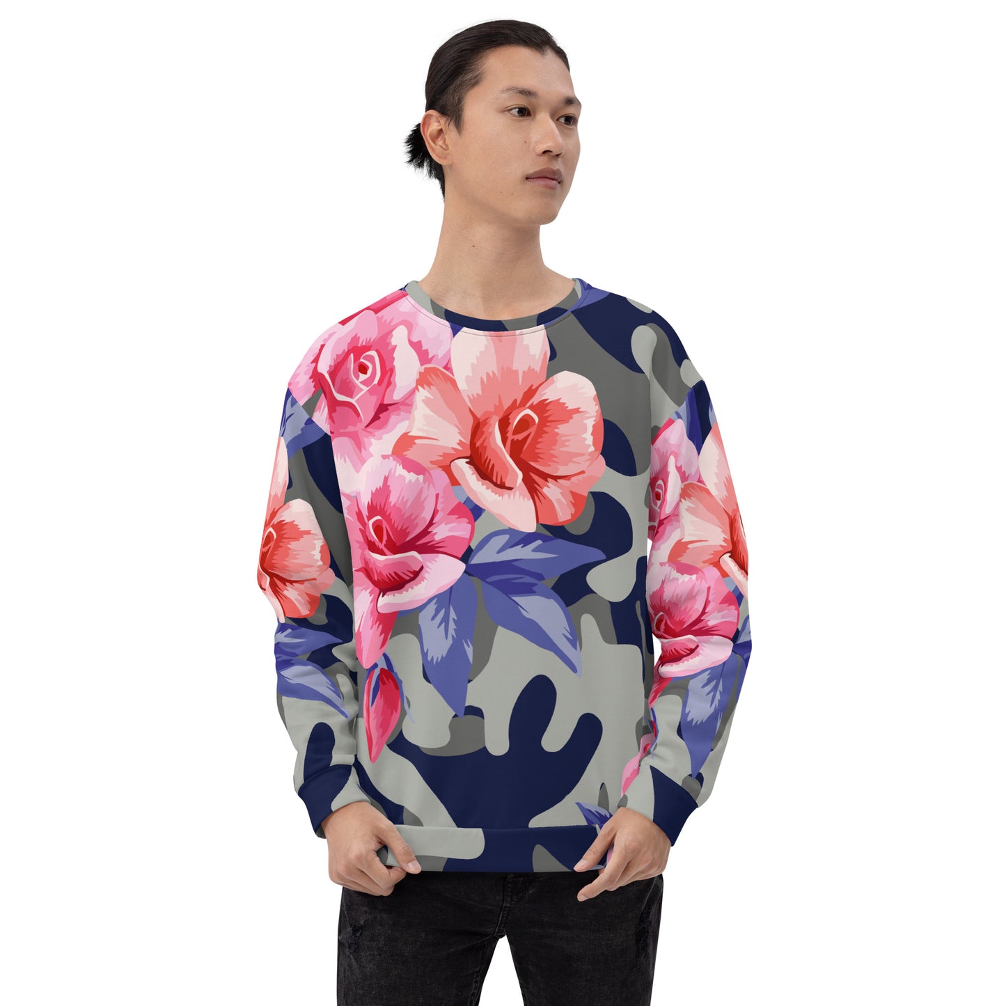 Pink Rose Camo Sweatshirt | Beautiful Unisex Floral Print