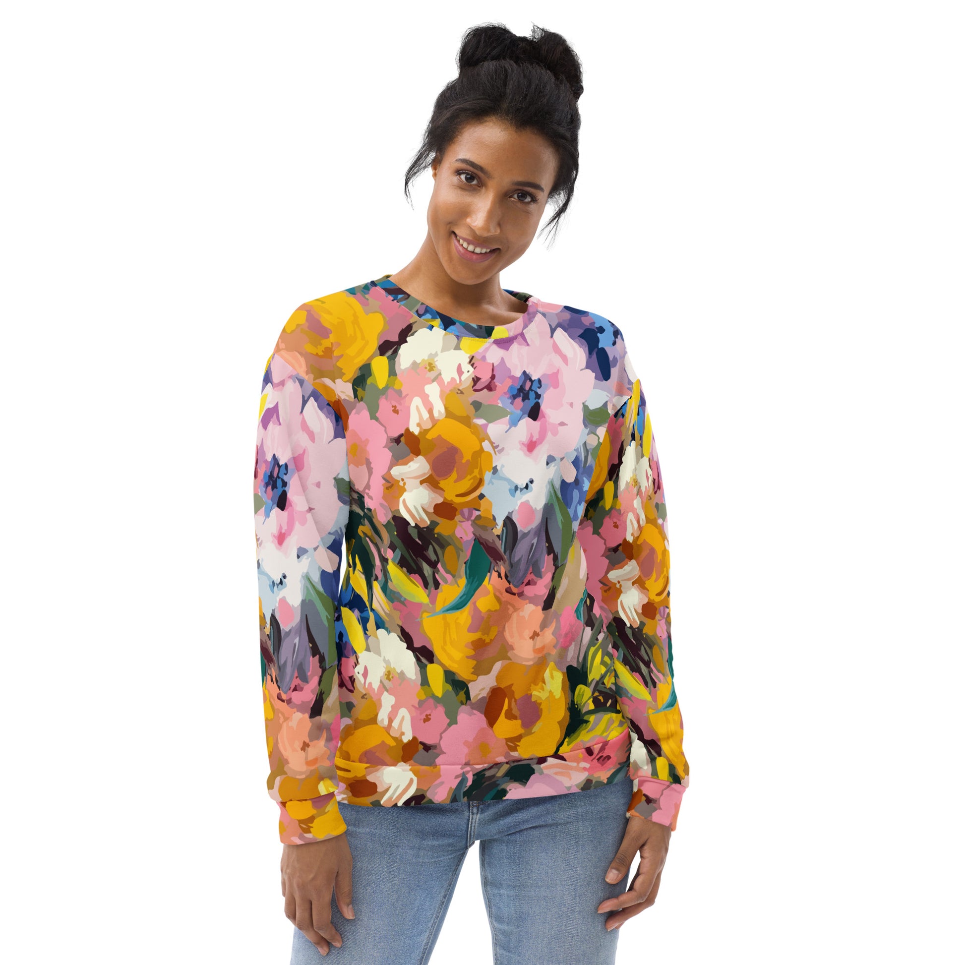 Oil-painted Flowers Sweatshirt | Bright Colors | Unisex