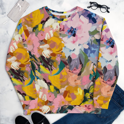 Oil-painted Flowers Sweatshirt | Bright Colors | Unisex