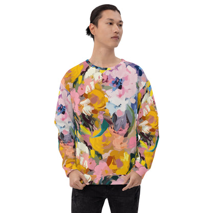 Oil-painted Flowers Sweatshirt | Bright Colors | Unisex