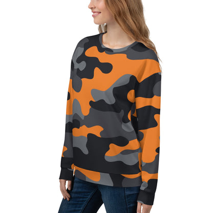 Camo Sweatshirt | Unisex | Orange, Black & Gray