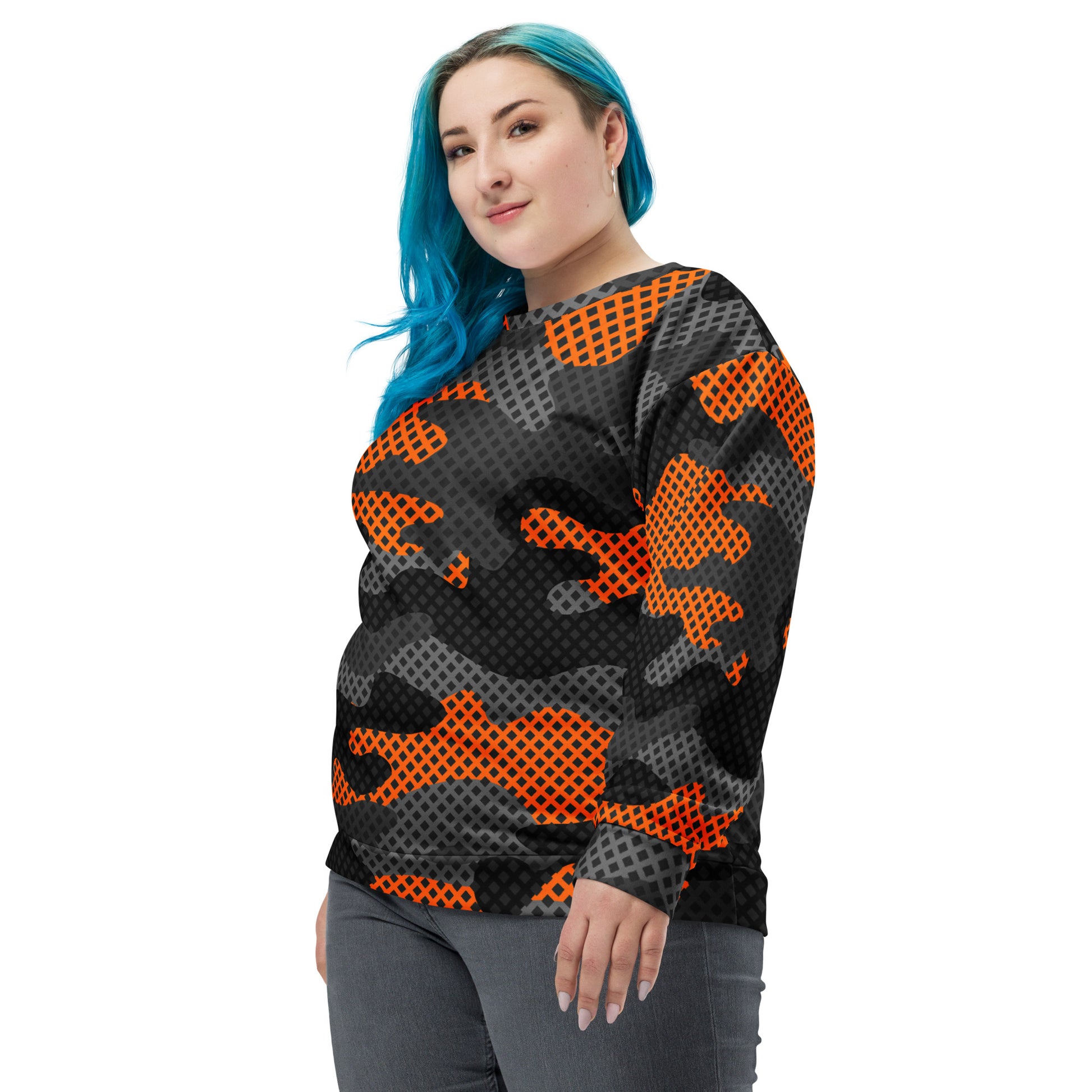 Camo Sweatshirt | Unisex | Black & Orange Pixel