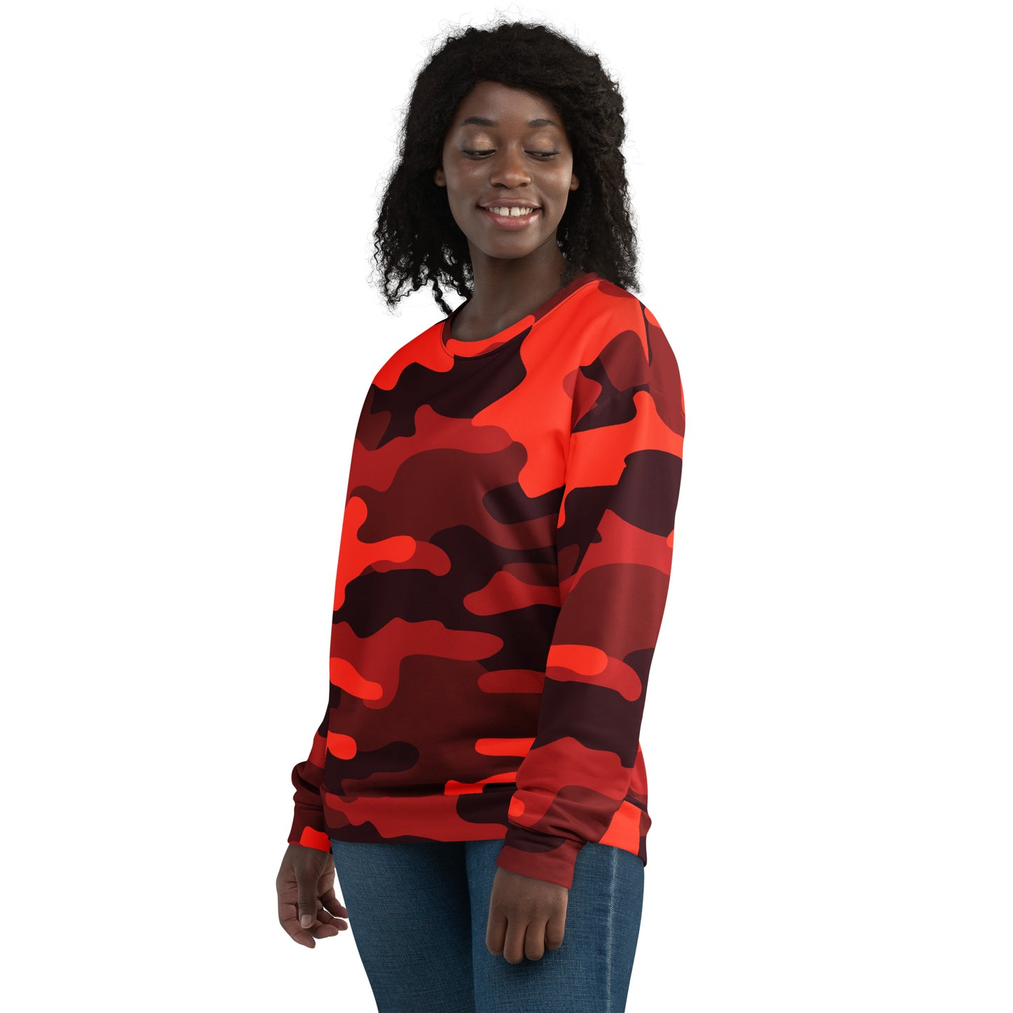 Camo Sweatshirt | Unisex | Scarlet Red & Black