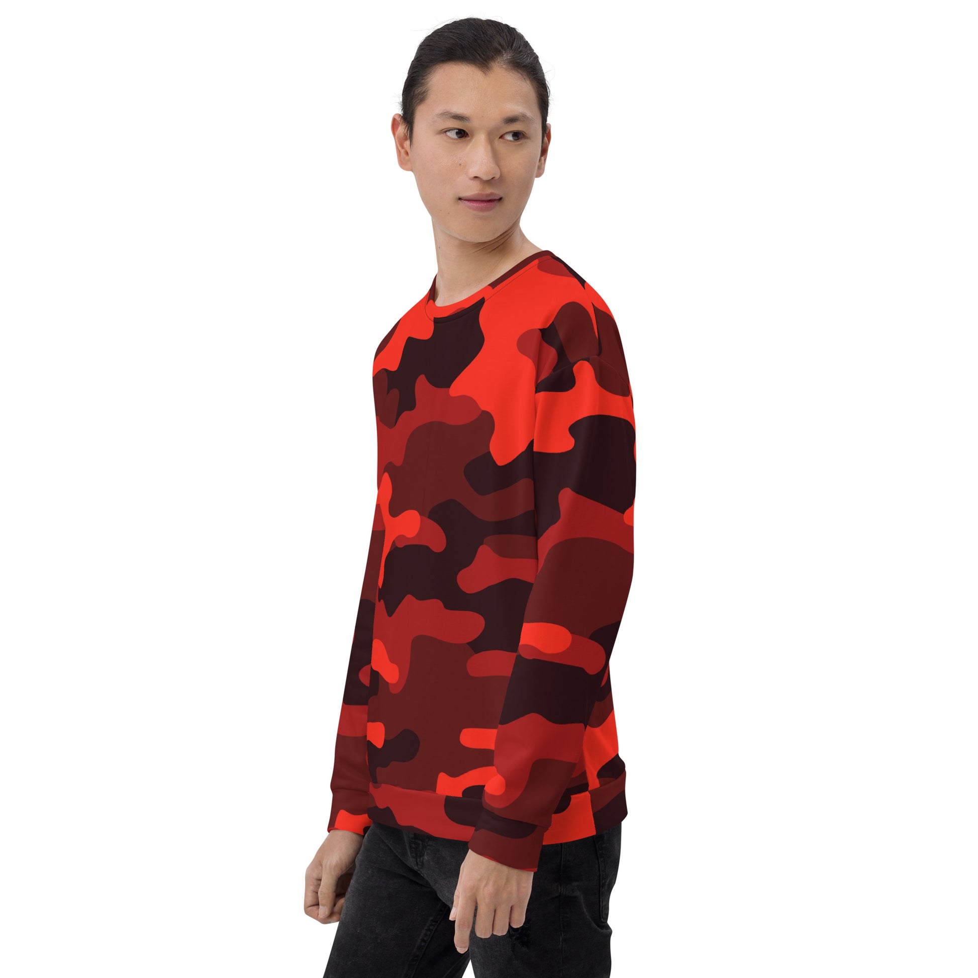 Camo Sweatshirt | Unisex | Scarlet Red & Black