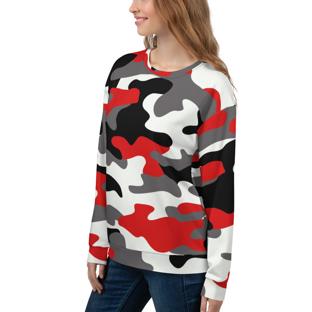 Camo Sweatshirt | Unisex | Red, Black & White