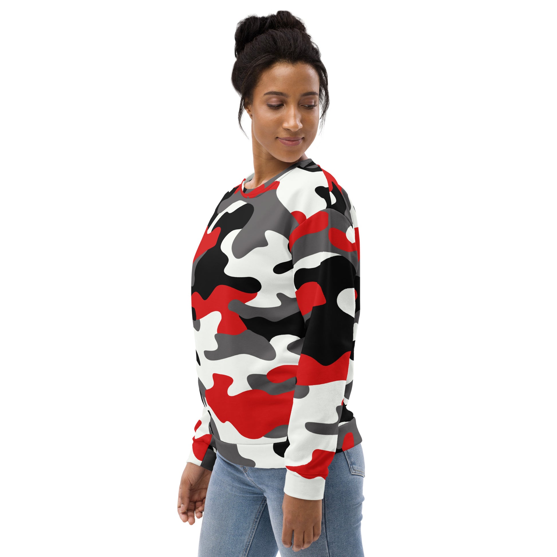 Camo Sweatshirt | Unisex | Red, Black & White