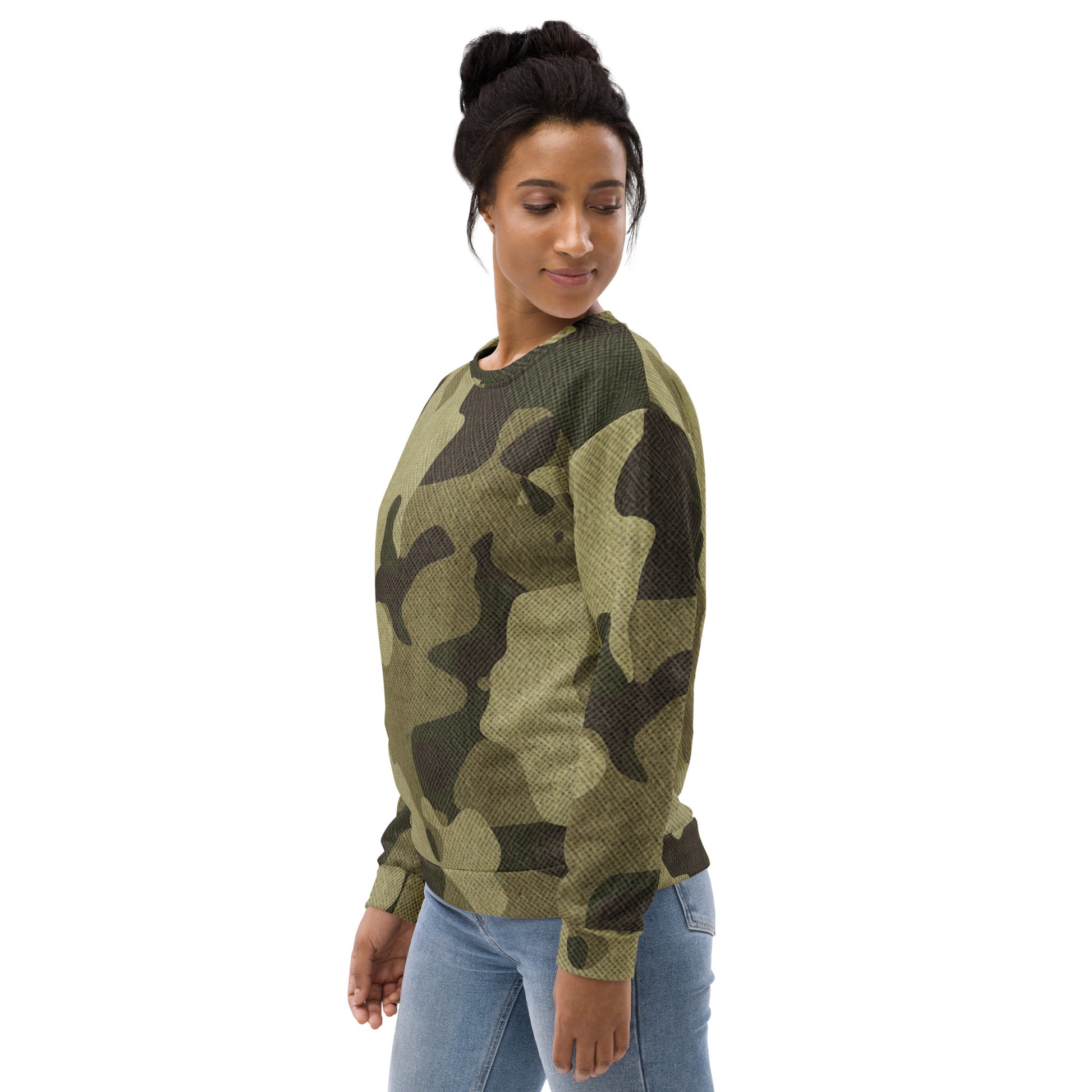 Camo Sweatshirt | Unisex | Green Fabric Camouflage