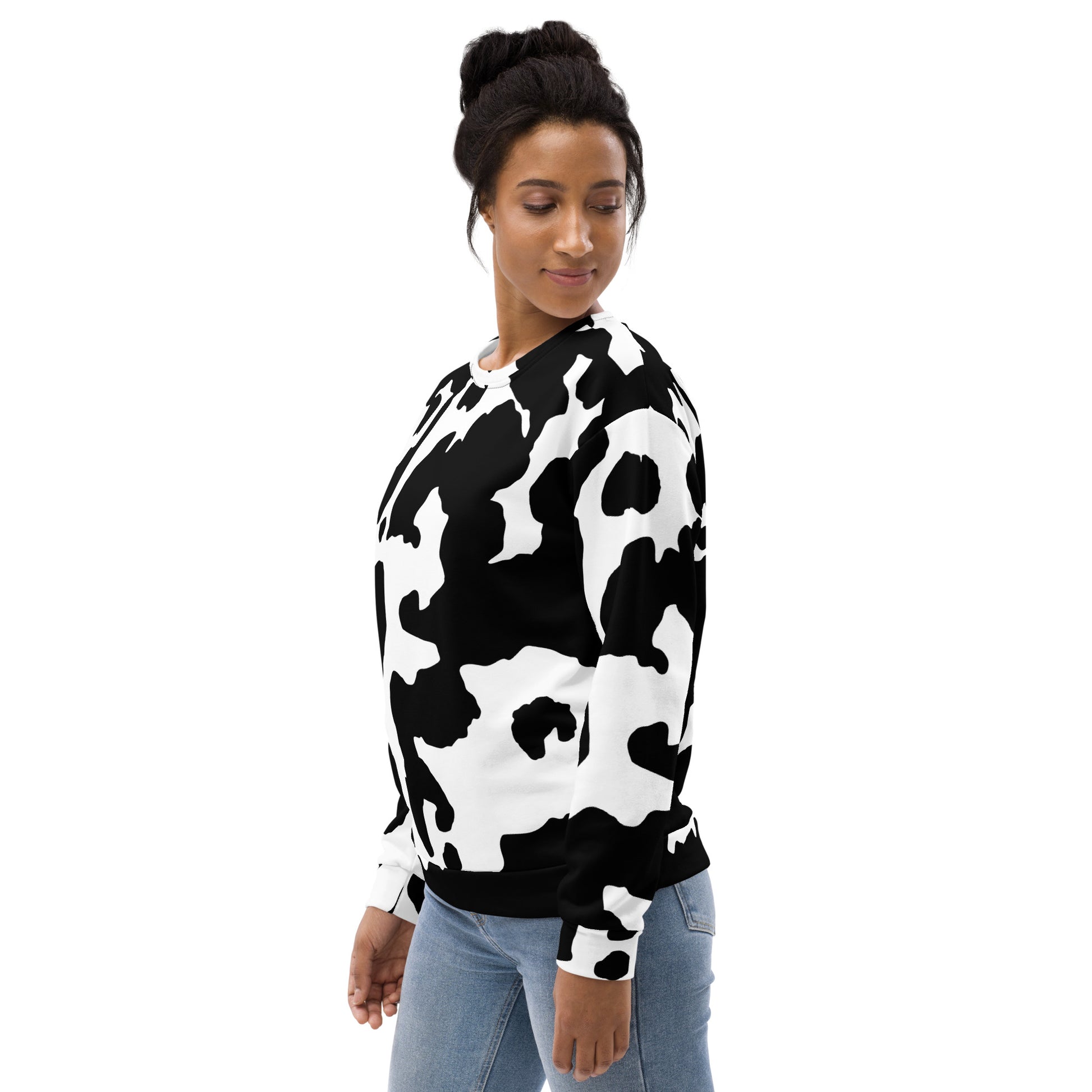 Camo Sweatshirt | Black & White Cow Skin