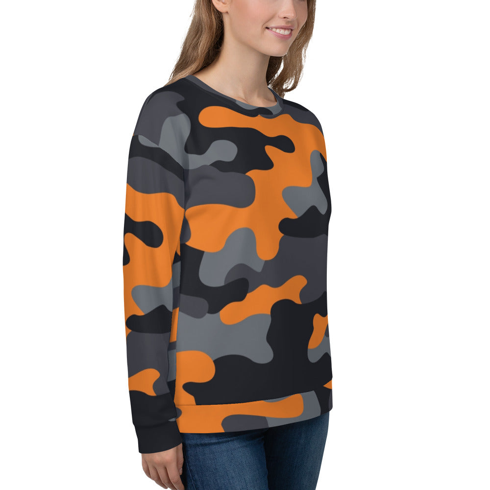 Camo Sweatshirt | Unisex | Orange, Black & Gray