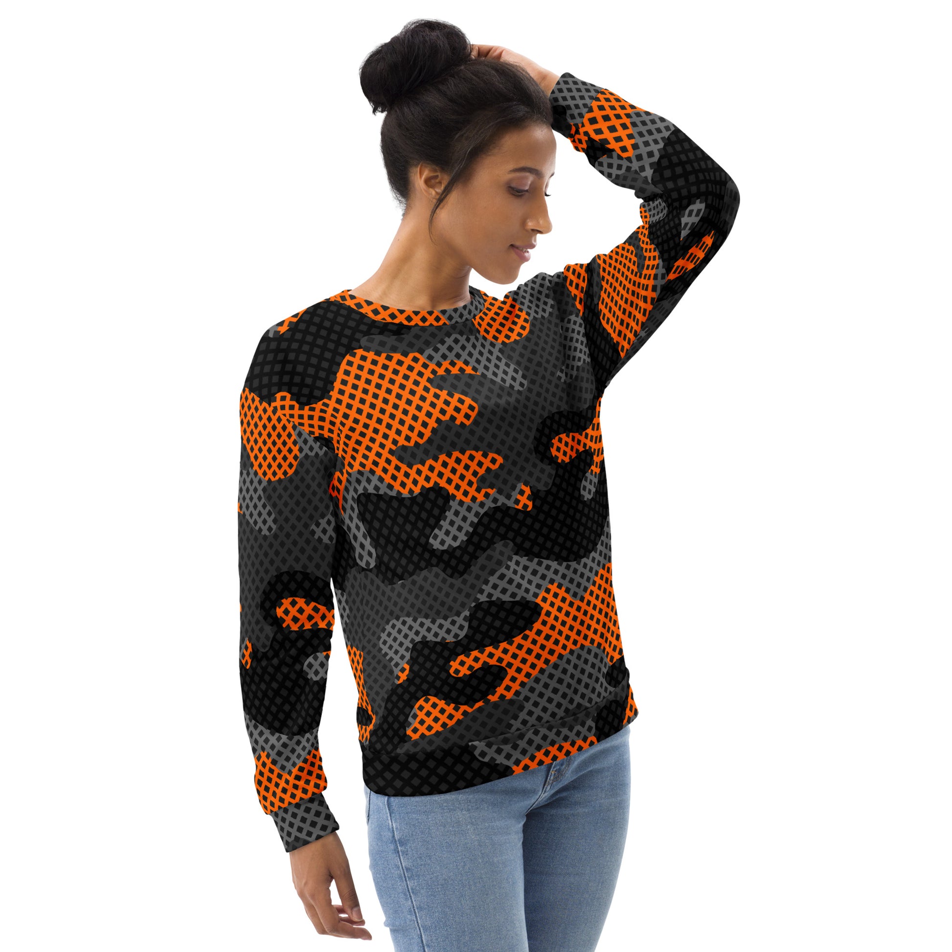 Camo Sweatshirt | Unisex | Black & Orange Pixel