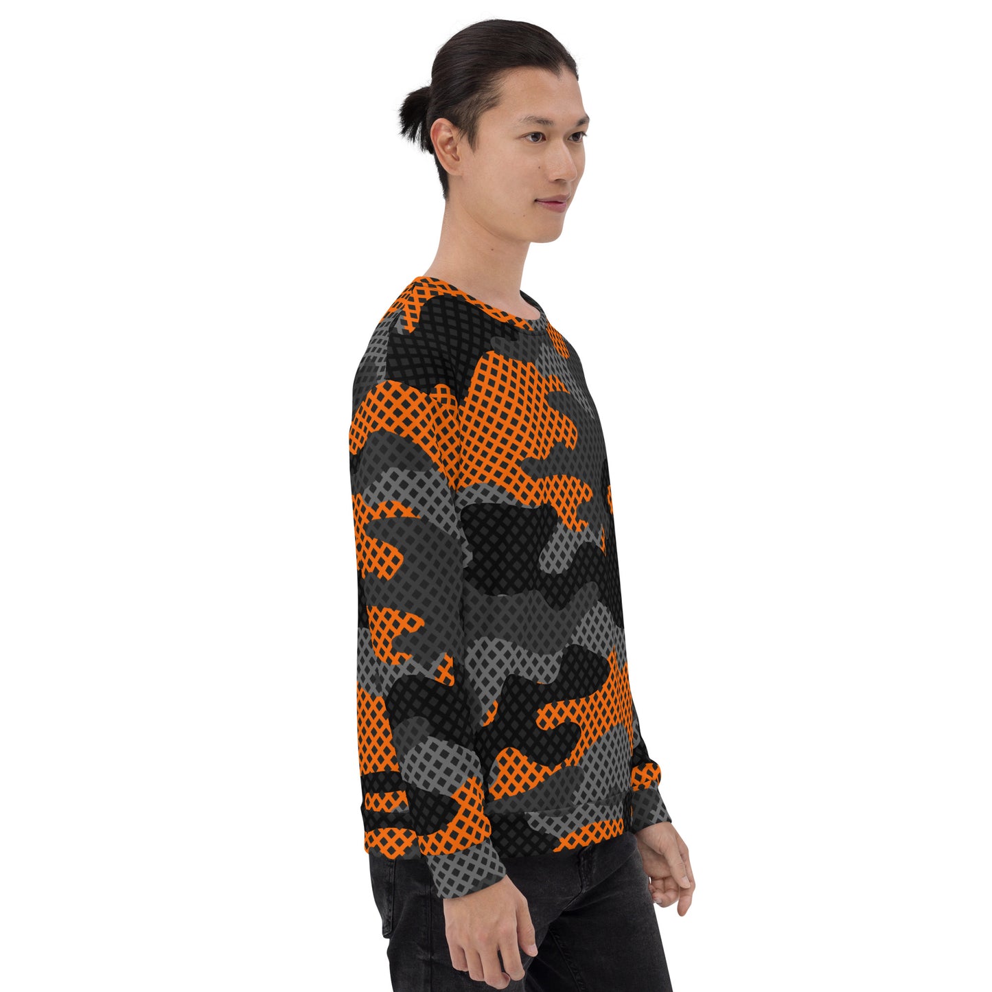 Camo Sweatshirt | Unisex | Black & Orange Pixel