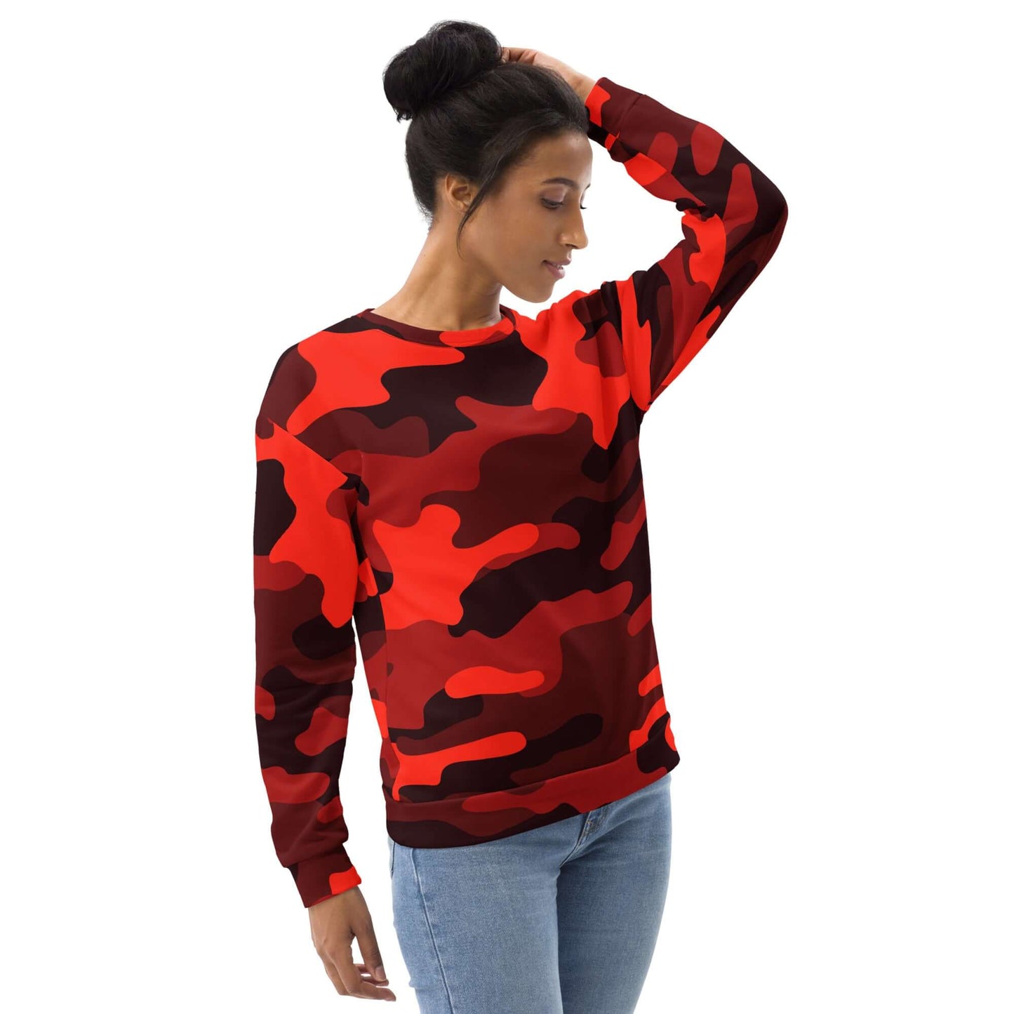 Camo Sweatshirt | Unisex | Scarlet Red & Black