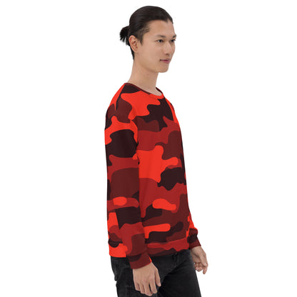 Camo Sweatshirt | Unisex | Scarlet Red & Black