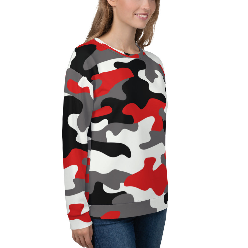 Camo Sweatshirt | Unisex | Red, Black & White