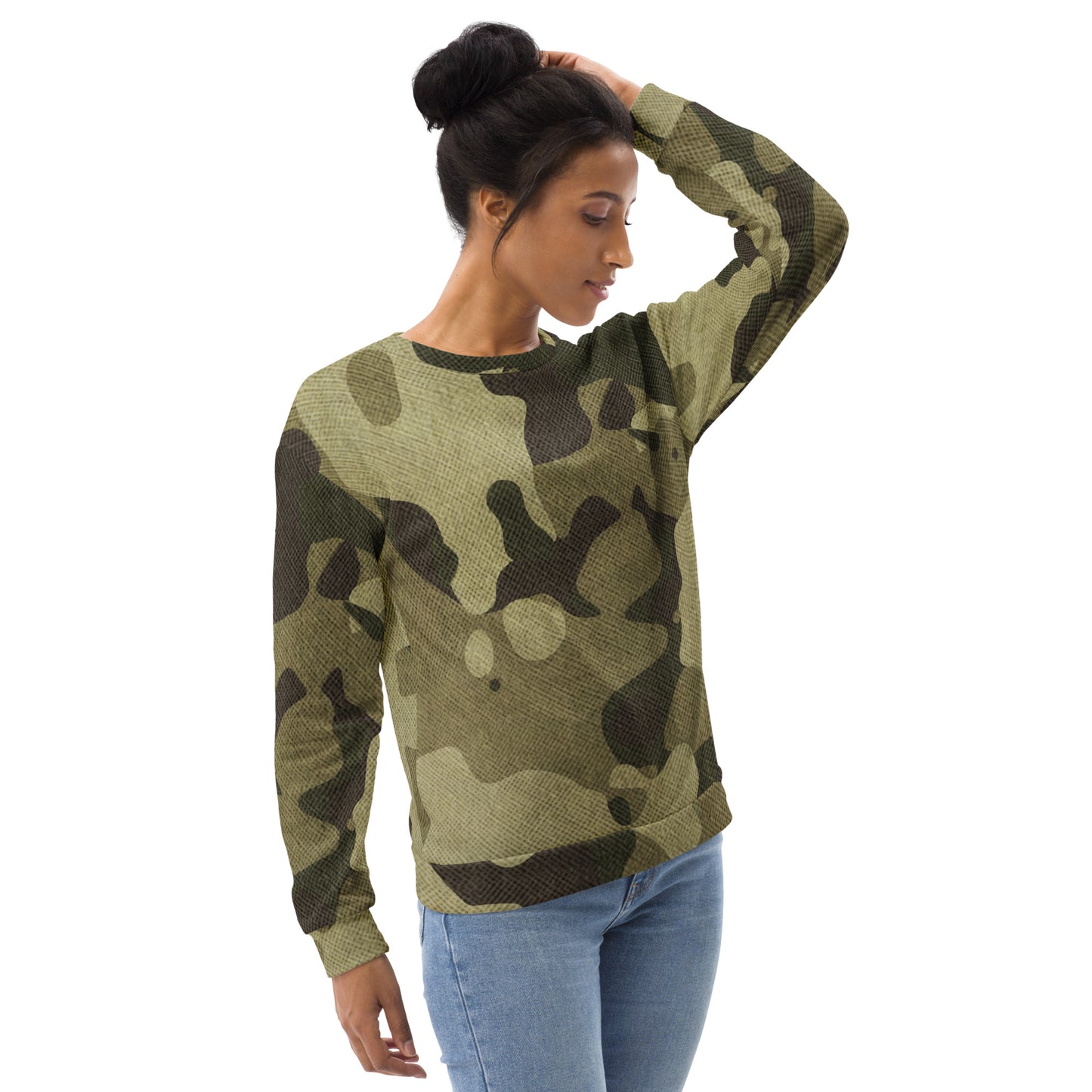 Camo Sweatshirt | Unisex | Green Fabric Camouflage