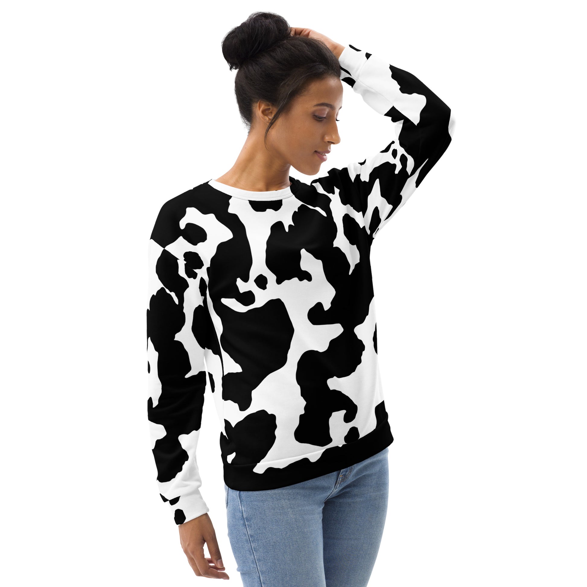 Camo Sweatshirt | Black & White Cow Skin