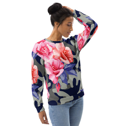 Pink Rose Camo Sweatshirt | Beautiful Unisex Floral Print