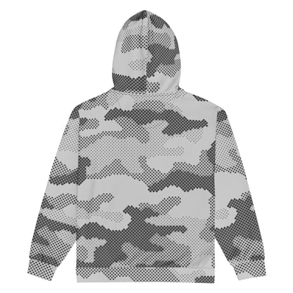 Camo Zip Up Hoodie | Unisex | Black & White Digital