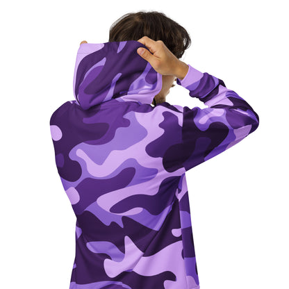 Zip Up Camo Hoodie | Unisex | Purple, Blue & Mauve