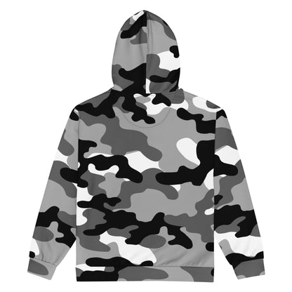 Zip Up Camo Hoodie | Unisex | Black, White & Gray