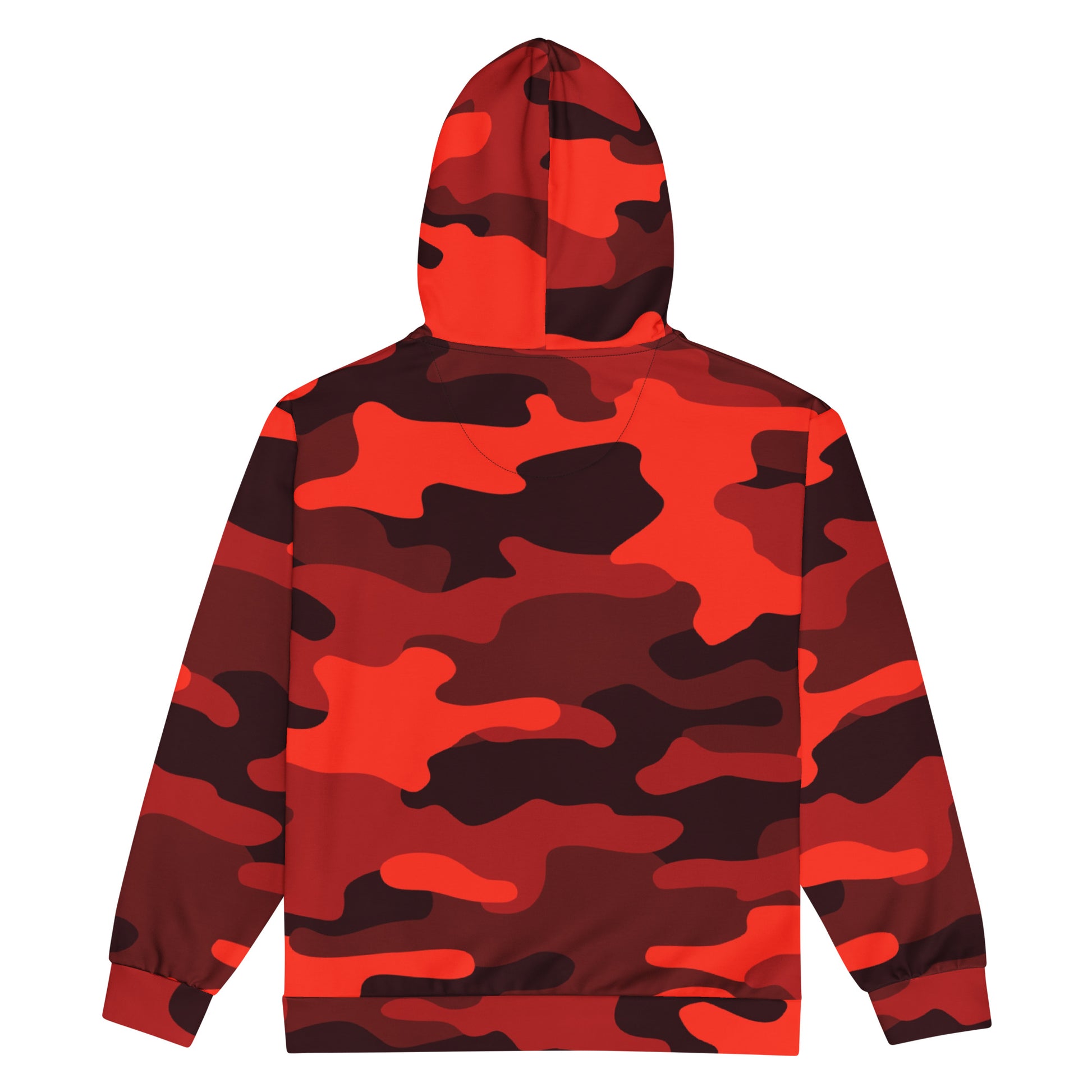 Zip Up Camo Hoodie | Unisex | Scarlet Red & Black Camouflage