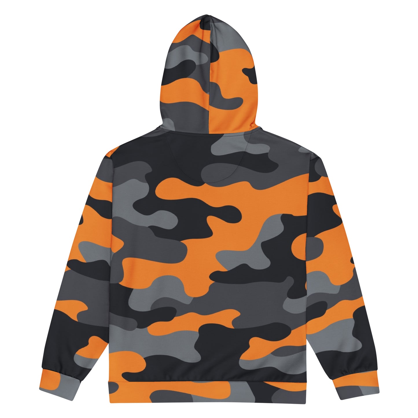 Zip Up Camo Hoodie | Unisex | Orange, Black & Gray