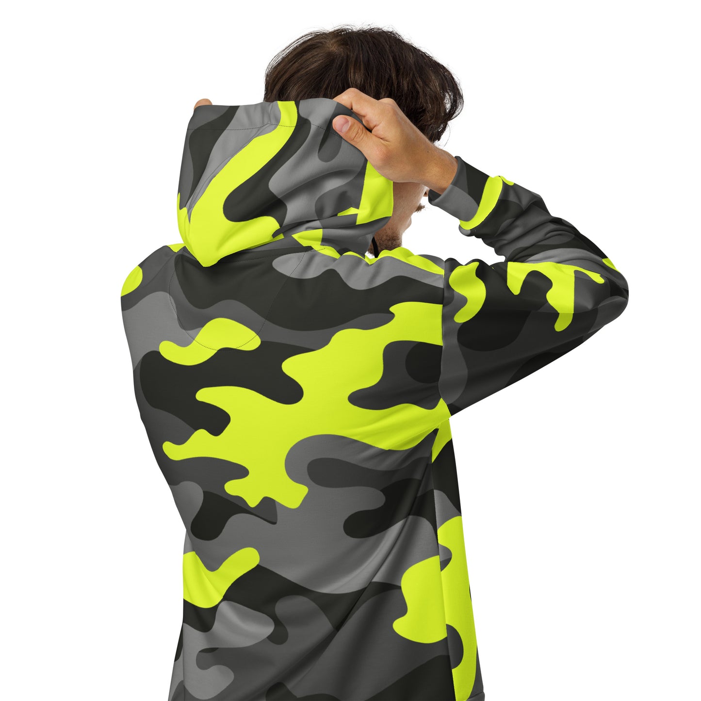 Zip Up Camo Hoodie | Unisex | Black, Gray & Yellow