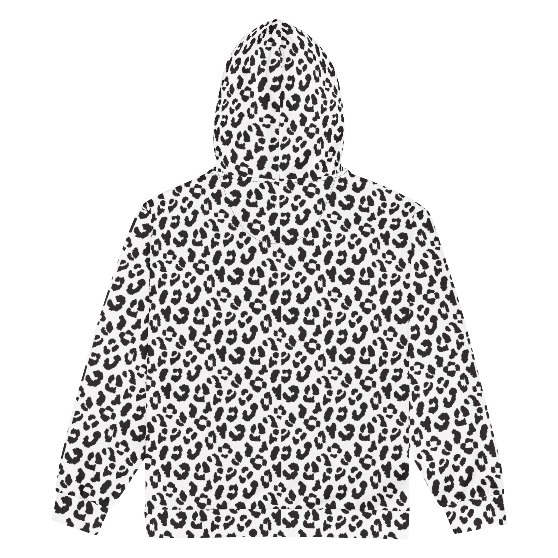 Leopard Zip Up Hoodie | Unisex | Black & White Print