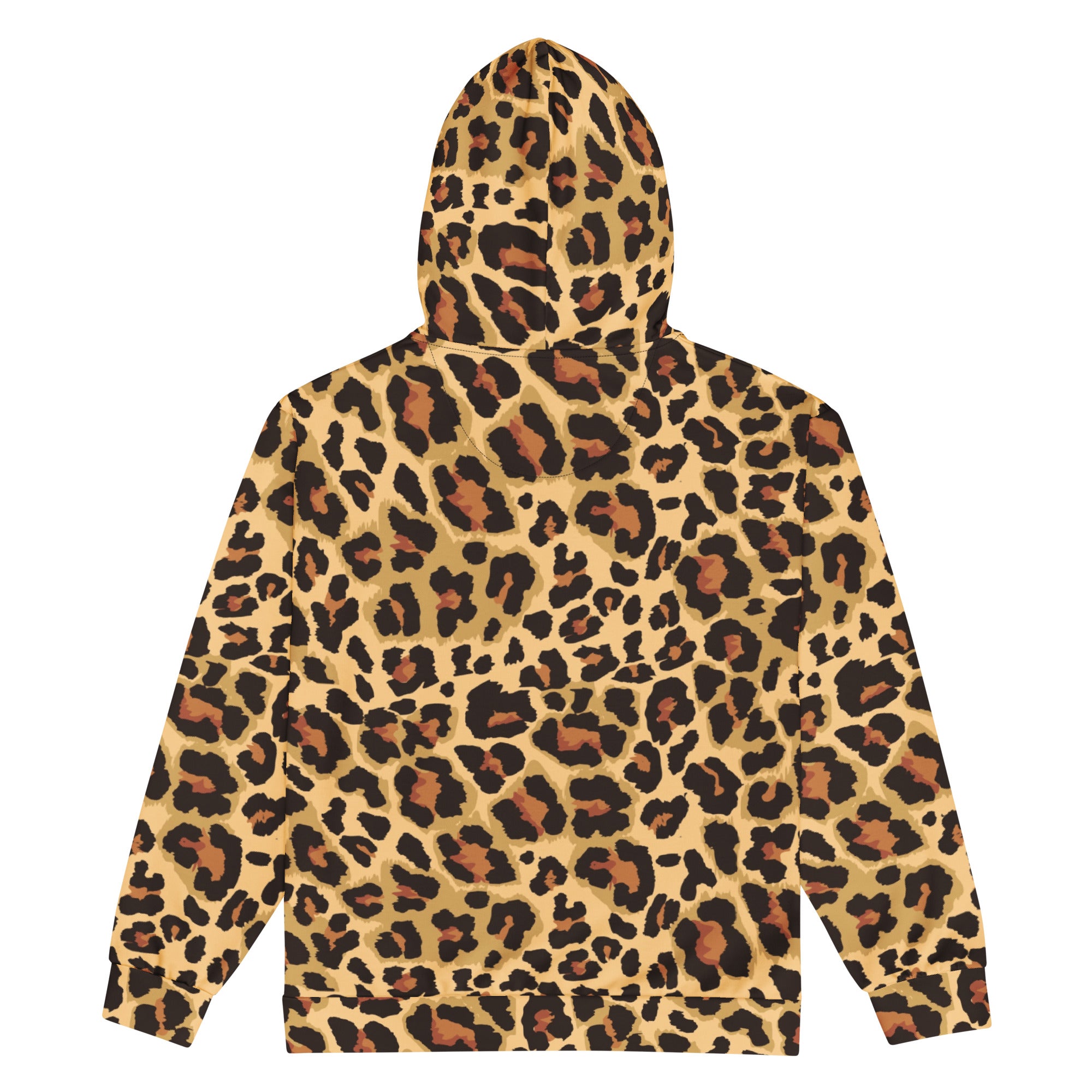 Leopard Zip Up Hoodie Unisex Brown Black Print
