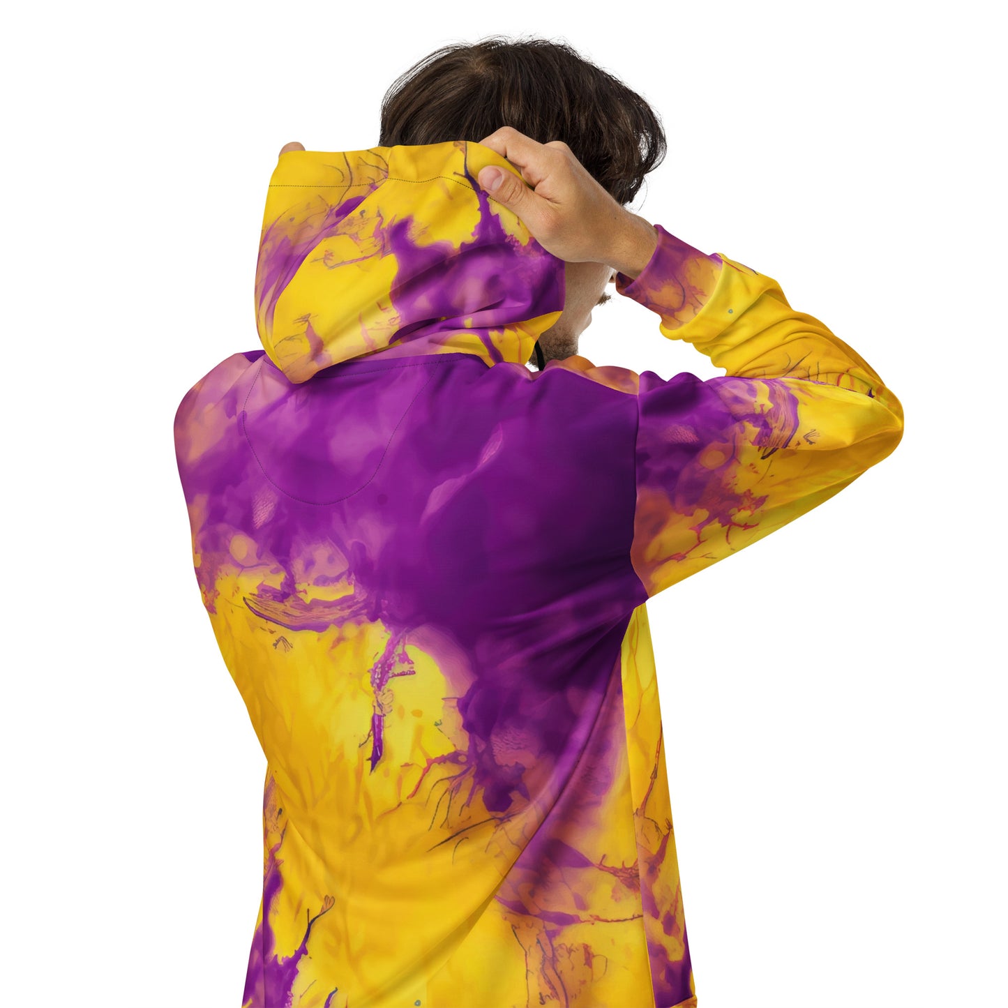 Yellow and Violet Blue Tie Dye Zip Hoodie | Unisex