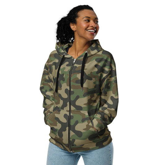 Zip Up Camo Hoodie | Unisex | Military Brown Camouflage