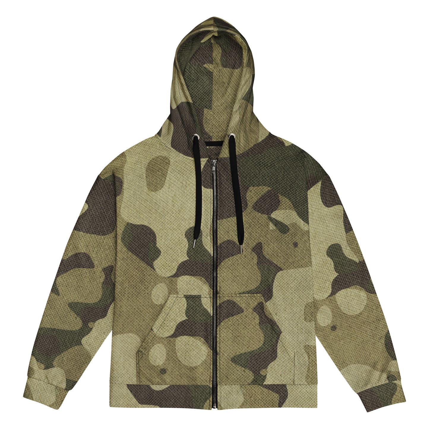 Camo Zip Up Hoodie | Unisex | Green Fabric Camouflage