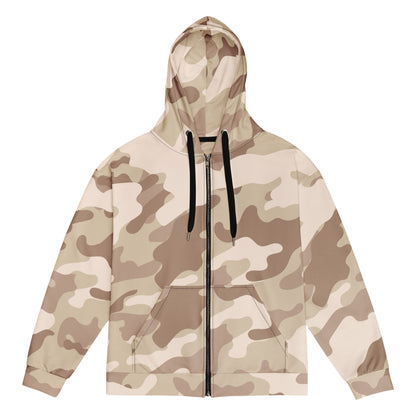 Camo Zip Up Hoodie | Unisex | Desert Brown Camouflage