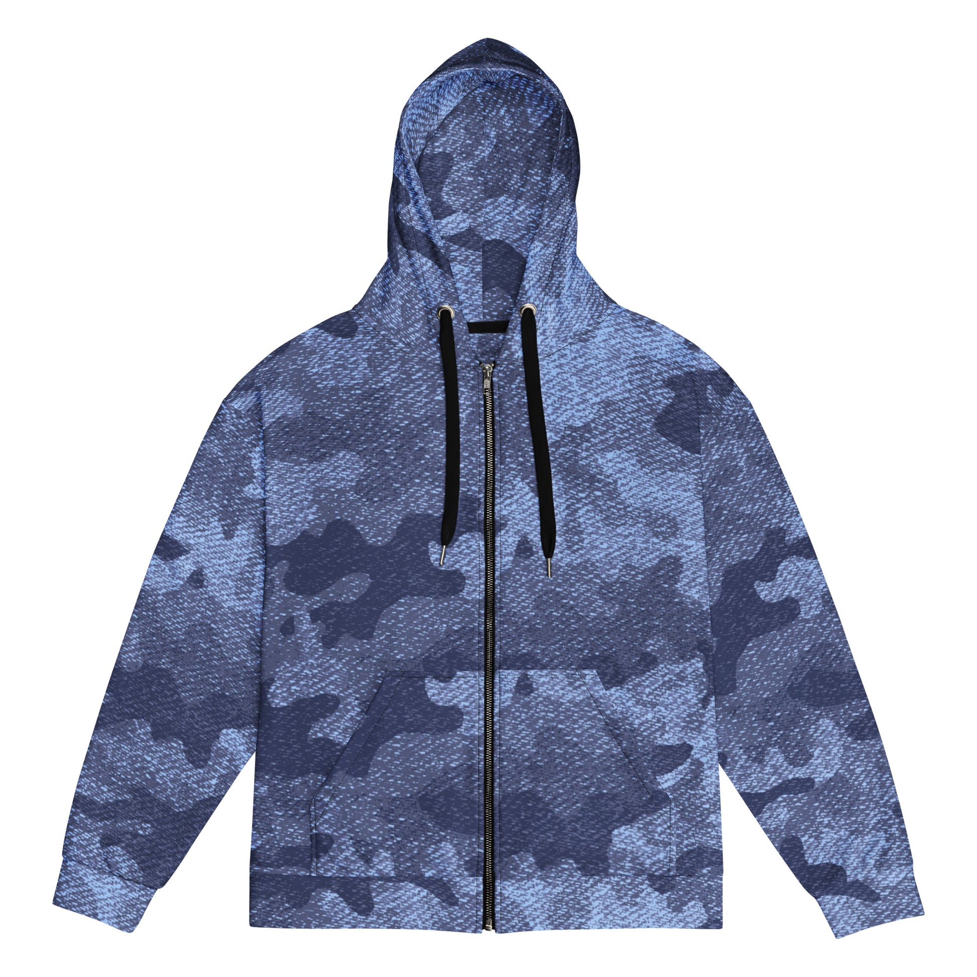 Zip Up Camo Hoodie | Unisex | Denim Blue Camouflage