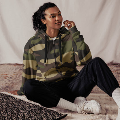 Camo Zip Up Hoodie | Unisex | Classic Green Camouflage