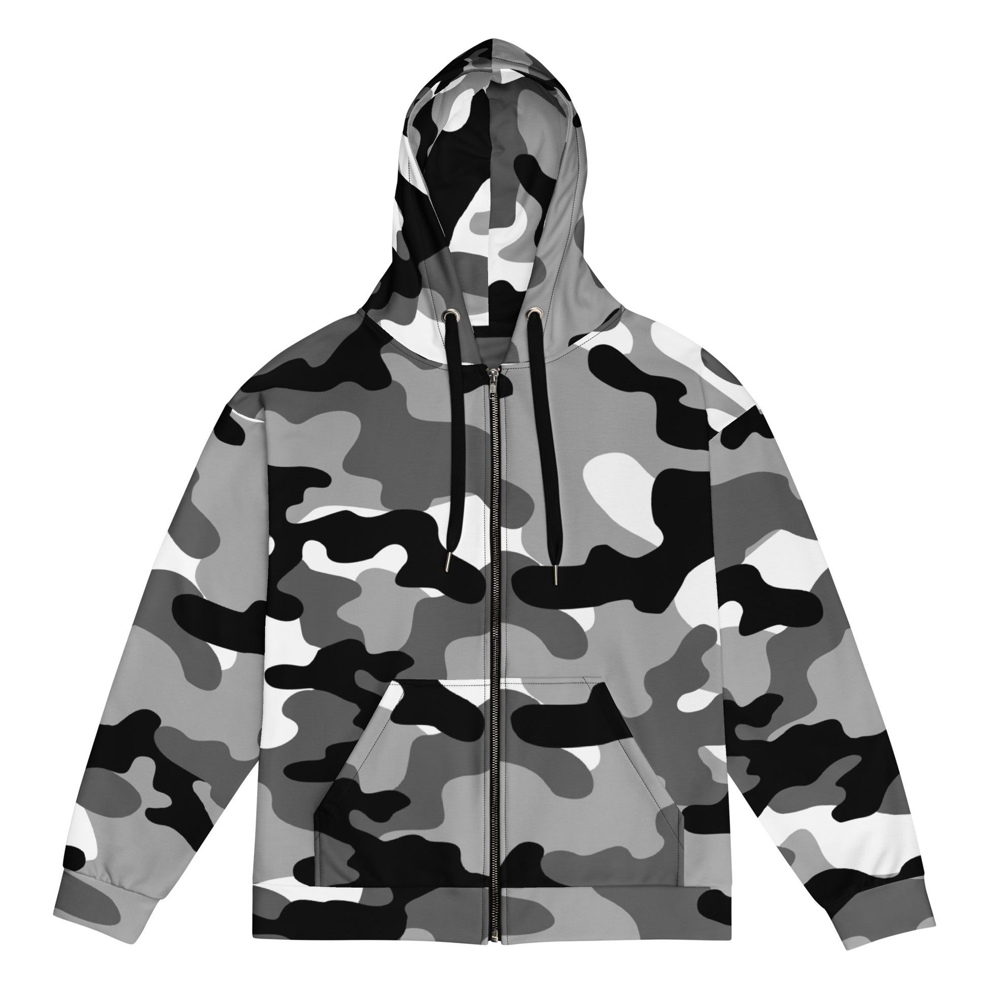 Zip Up Camo Hoodie | Unisex | Black, White & Gray