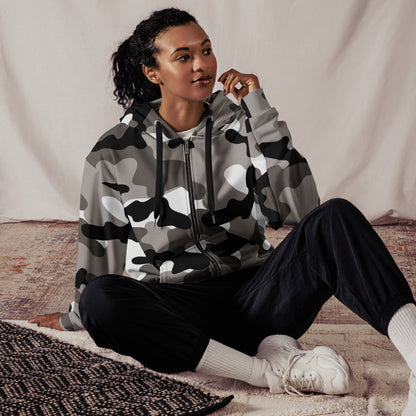 Zip Up Camo Hoodie | Unisex | Black, White & Gray