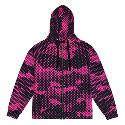 Camo Zip Up Hoodie | Unisex | Pink Digital Dotted