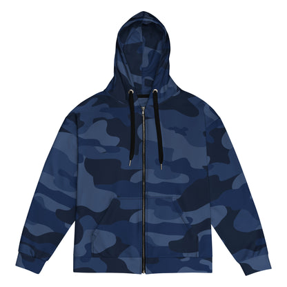 Zip Up Camo Hoodie | Unisex | Deep Blue Camouflage