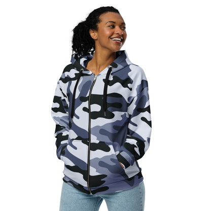 Zip Up Camo Hoodie | Unisex | Light Blue Camouflage