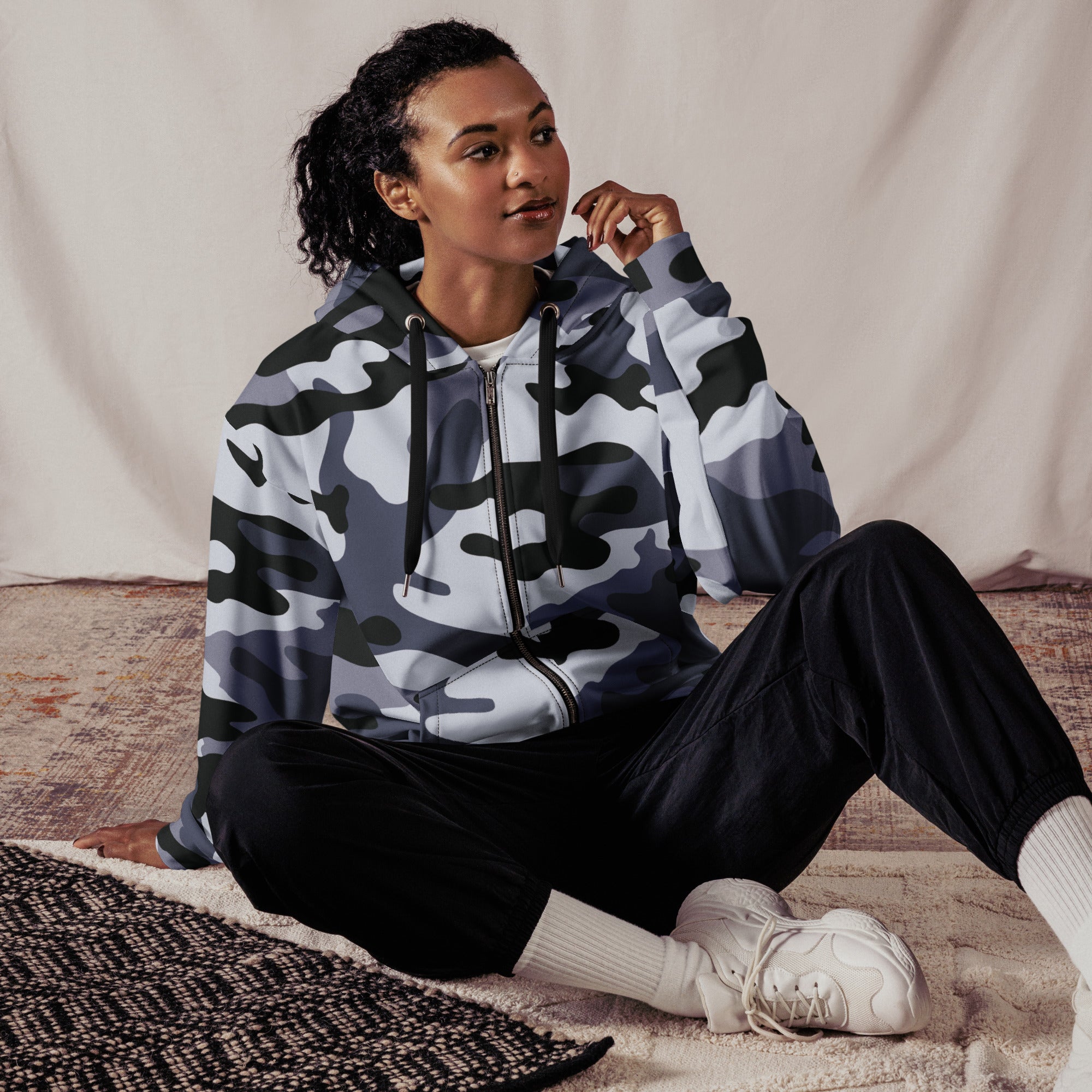 Blue camo zip hoodie 2025