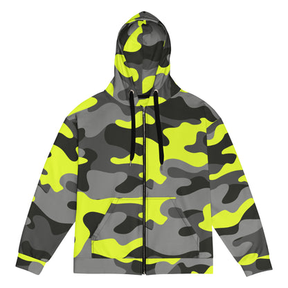 Zip Up Camo Hoodie | Unisex | Black, Gray & Yellow