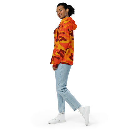 Zip Up Camo Hoodie | Unisex | Orange & Red Camouflage